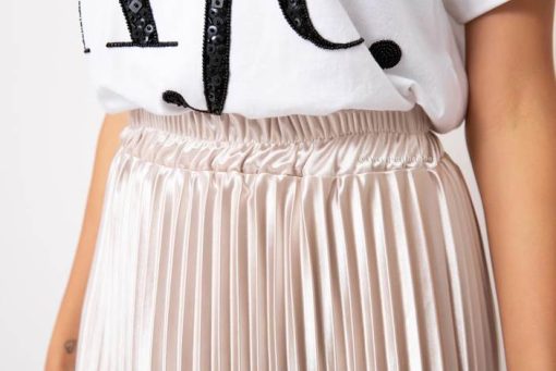 Dahlia Pleated Skirt Pale Gold - Image 2