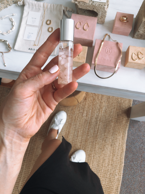 Rose Quartz with Black Velvet Rose Roller Perfume