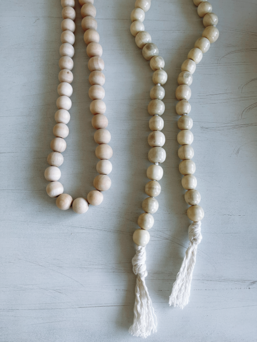Cream Wood Tassel Ornament - Image 2