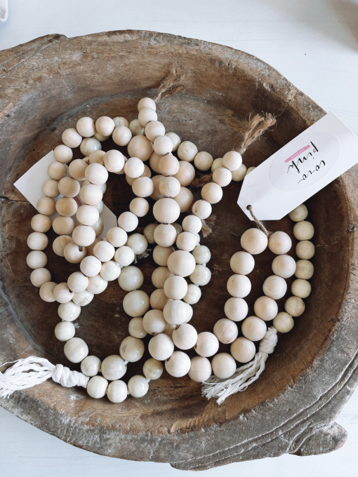 Cream Wood Tassel Ornament
