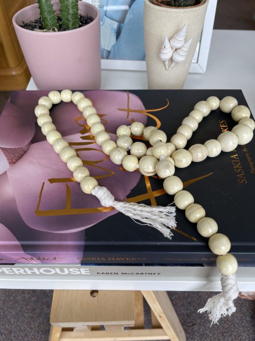 Cream Wood Tassel Ornament - Image 3