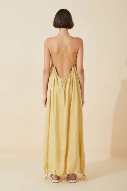 Zulu and Zephyr Citrus Linen Drawcode Dress - Image 2
