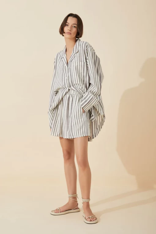 Zulu and Zephyr Plum Stripe Cotton Organic Short - Image 2