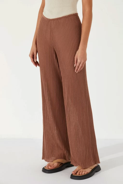 Zulu and Zephyr Earth Ribbed Knit Pant