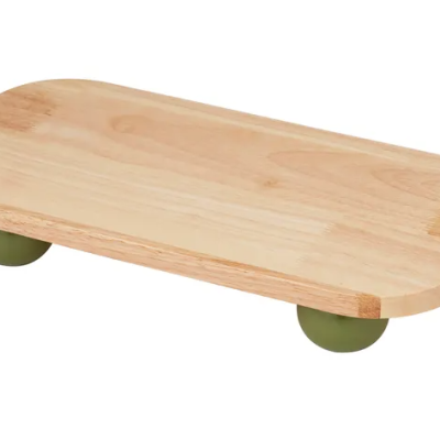 Assemble Pisces Wood Foot Tray 36x18x6.5cm Olive