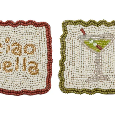 Coast to Coast Ciao Martini Beaded Coaster 10cm 2 Asst