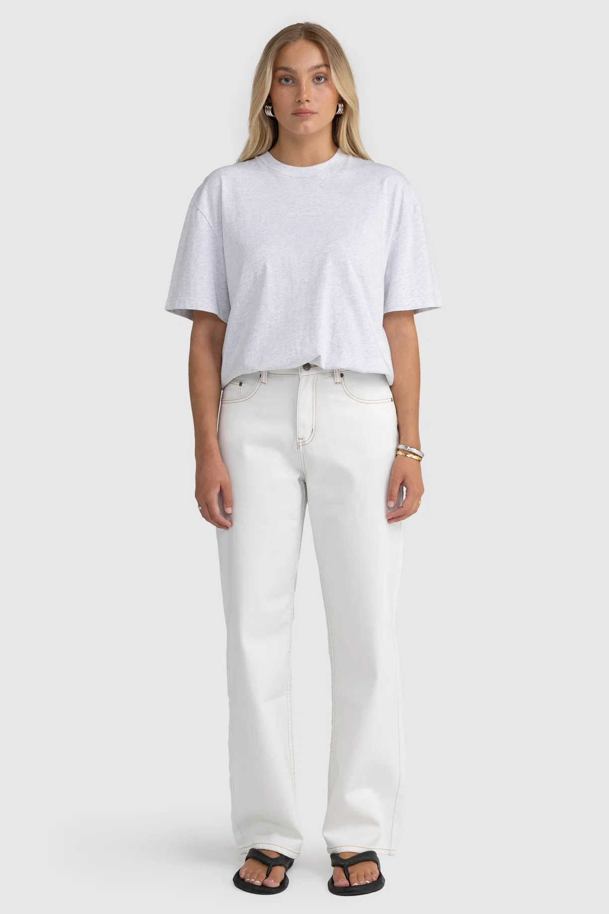 ORTC Oversized Logo T Shirt Washed White Marle - Image 2