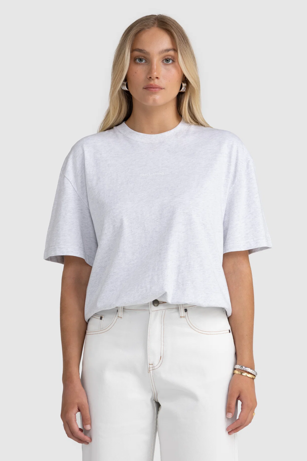 ORTC Oversized Logo T Shirt Washed White Marle